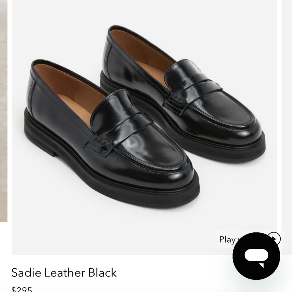 Flattered Sadie Leather Penny Loafers in Black